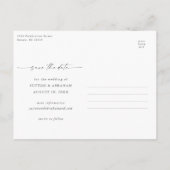 Elegant Script 3 Foto Huwelijk Save the Date Aankondigingskaart (Achterkant)