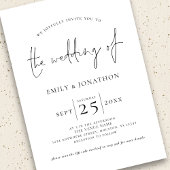 Elegant script 3 foto QR code zwart wit bruiloft Kaart