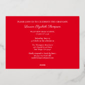 Elegant script 3 Foto Red Afstuderen Gold Folie Uitnodiging (Achterkant)