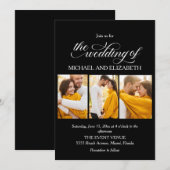 Elegant Script 3 foto zwart wit bruiloft Kaart (Voorkant / Achterkant)