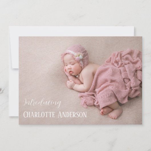 Elegant Script 3 Fotocollage introduceert geboorte Aankondiging (Voorkant)