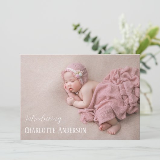 Elegant Script 3 Fotocollage introduceert geboorte Aankondiging (Staand voorkant)