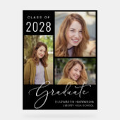 Elegant Script 3 Photo Afstuderen Welkom Acryl Bord (Voorkant)