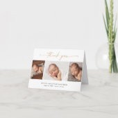 Elegant Script 3 Photo Collage Baby Bedankkaart (Voorkant)