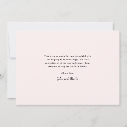 Elegant Script 3 Photo Collage Baby Bedankkaart (Achterkant)