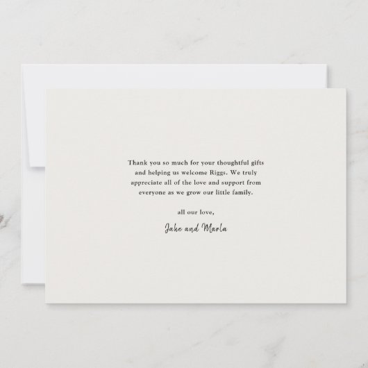 Elegant Script 3 Photo Collage Baby Bedankkaart (Achterkant)