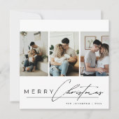 Elegant Script 3 Photo Collage Merry Christmas Feestdagenkaart (Voorkant)