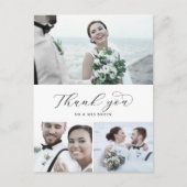 Elegant Script 3 Photo Collage Weddenschap Bedankt Briefkaart (Voorkant)