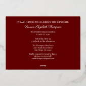Elegant Script 3 Photo Maroon Afstuderen Gold Folie Uitnodiging (Achterkant)
