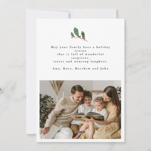 Elegant Script 3 Photo Minimal Christmas Greetings Feestdagenkaart (Achterkant)