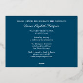 Elegant script 3 Photo Navy Blue Afstuderen Gold Folie Uitnodiging (Achterkant)