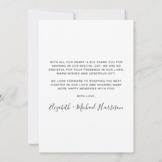 Elegant Script 3 Photo Wedding Bedankkaart (Achterkant)