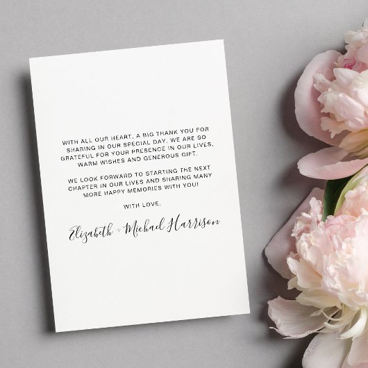 Elegant Script 3 Photo Wedding Bedankkaart