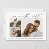 Elegant Script 3 Photo Wedding Save The Date (Voorkant)