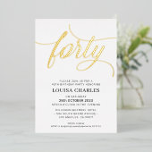 ELEGANT SCRIPT 40ste verpartij stijlvol goud Folie Uitnodiging (Staand Voorkant)