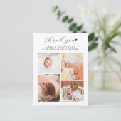 Elegant Script 4 Foto Baby shower Bedankt Briefkaart (Staand voorkant)
