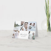 Elegant Script 4 Foto collage vouded Wedding Bedankkaart (Voorkant)