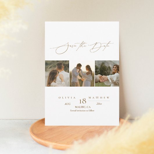 Elegant Script 4 Foto Huwelijk Opsparen de Data Save The Date