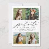 Elegant Script 4 Foto Verjaardagsfeest Afgestudeer Kaart (Voorkant)
