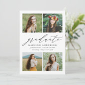 Elegant Script 4 Foto Verjaardagsfeest Afgestudeer Kaart (Staand voorkant)