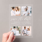 Elegant Script 4 Fotobruiloft Bewaar de datum Acryl Uitnodigingen (Insitu (Draagbaar))