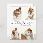 Elegant Script 4-fotokerstfeestkaart (Voorkant / Achterkant)