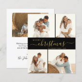 Elegant Script 4-fotokerstfeestkaart (Voorkant / Achterkant)