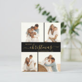 Elegant Script 4-fotokerstfeestkaart (Staand voorkant)