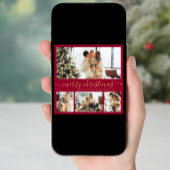 Elegant Script 4 Photo Collage Kerstfeestdag C Feestdagenkaart