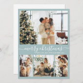 Elegant Script 4 Photo Collage Kerstfeestdag C Feestdagenkaart (Voorkant / Achterkant)