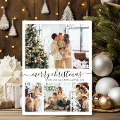 Elegant script 4 Photo Collage Kerstmis Feestdagenkaart