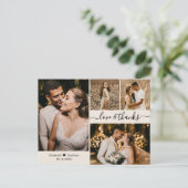 Elegant script 4 Photo Collage Weddenschap Bedankt Briefkaart (Staand voorkant)