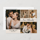 Elegant script 4 Photo Collage Weddenschap Bedankt Briefkaart (Voorkant / Achterkant)