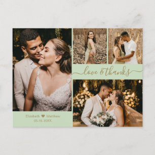 Elegant script 4 Photo Collage Weddenschap Bedankt Briefkaart