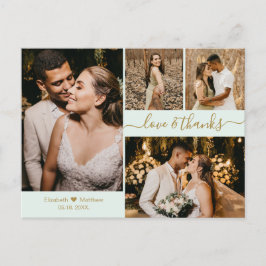 Elegant script 4 Photo Collage Weddenschap Bedankt Briefkaart