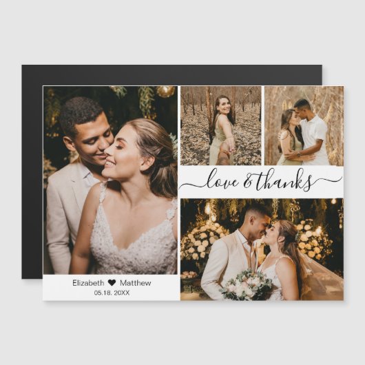 Elegant script 4 Photo Collage Weddenschap Harteli (Voorkant / Achterkant)