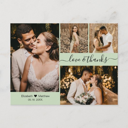 Elegant script 4 Photo Collage Weddenschap Harteli Briefkaart (Voorkant)