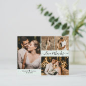 Elegant script 4 Photo Collage Weddenschap Harteli Briefkaart (Staand voorkant)