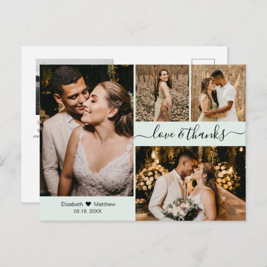 Elegant script 4 Photo Collage Weddenschap Harteli Briefkaart (Voorkant / Achterkant)