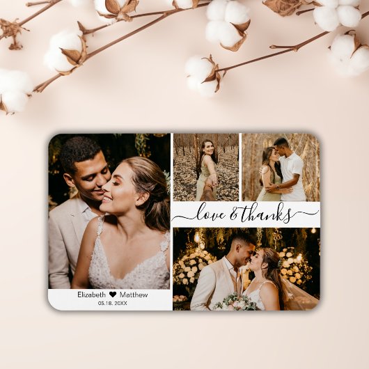 Elegant script 4 Photo Collage Weddenschap Harteli Magneet