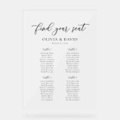 Elegant Script 4 tafel Zitting Grafiek Acryl Teken Bord (Voorkant)