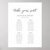 Elegant Script 4 Tafels Welkom Zittingkaart Poster (Voorkant)