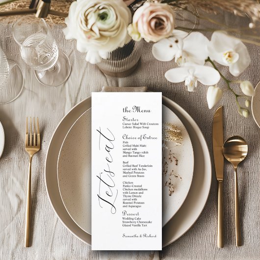 Elegant Script 4x9" Bruids Tafel Menu