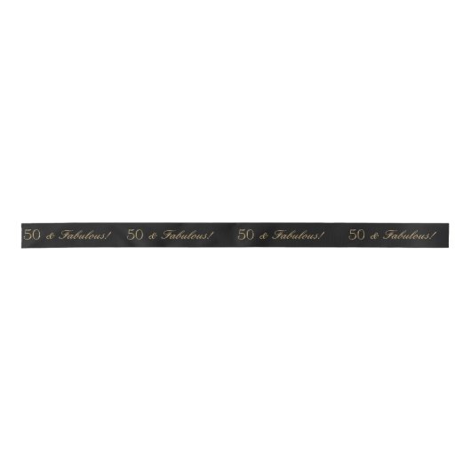 Elegant Script 50 en Fabulous Gold 50th Birthday Satijnen Lint (Voorkant)