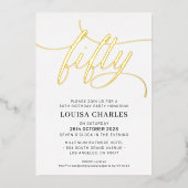 ELEGANT SCRIPT 50ste verjaardag feestje stijlvol g Folie Uitnodiging (Voorkant)