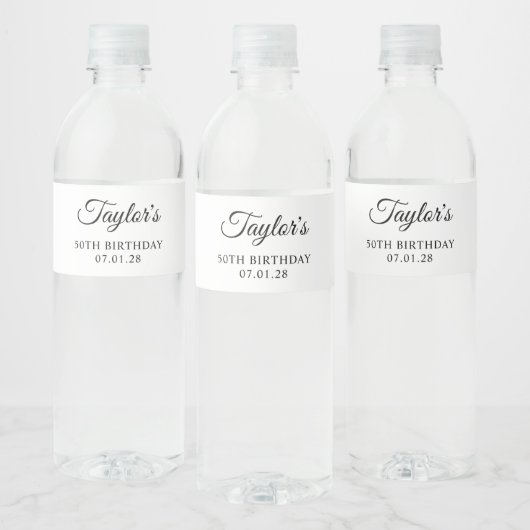 Elegant Script 50ste verjaardag Waterfles Etiket (Flessen)