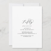 Elegant Script 50th Birthday Party Kaart (Voorkant)