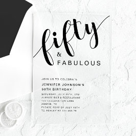 Elegant Script 50th Verjaardag Acryl Uitnodigingen