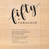Elegant Script 50th Verjaardag Acryl Uitnodigingen (Voorkant)