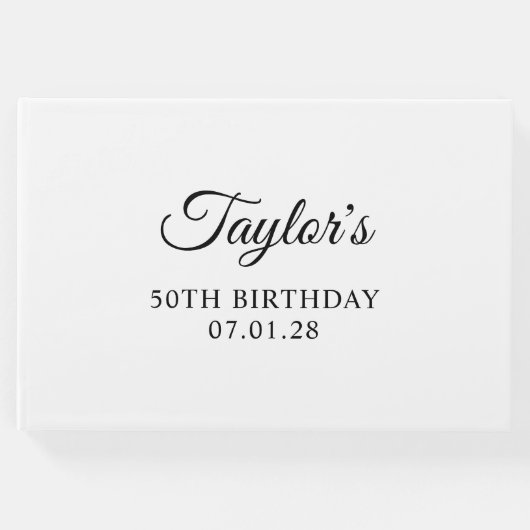 Elegant Script 50th Verjaardag Gastenboek (Voorkant)